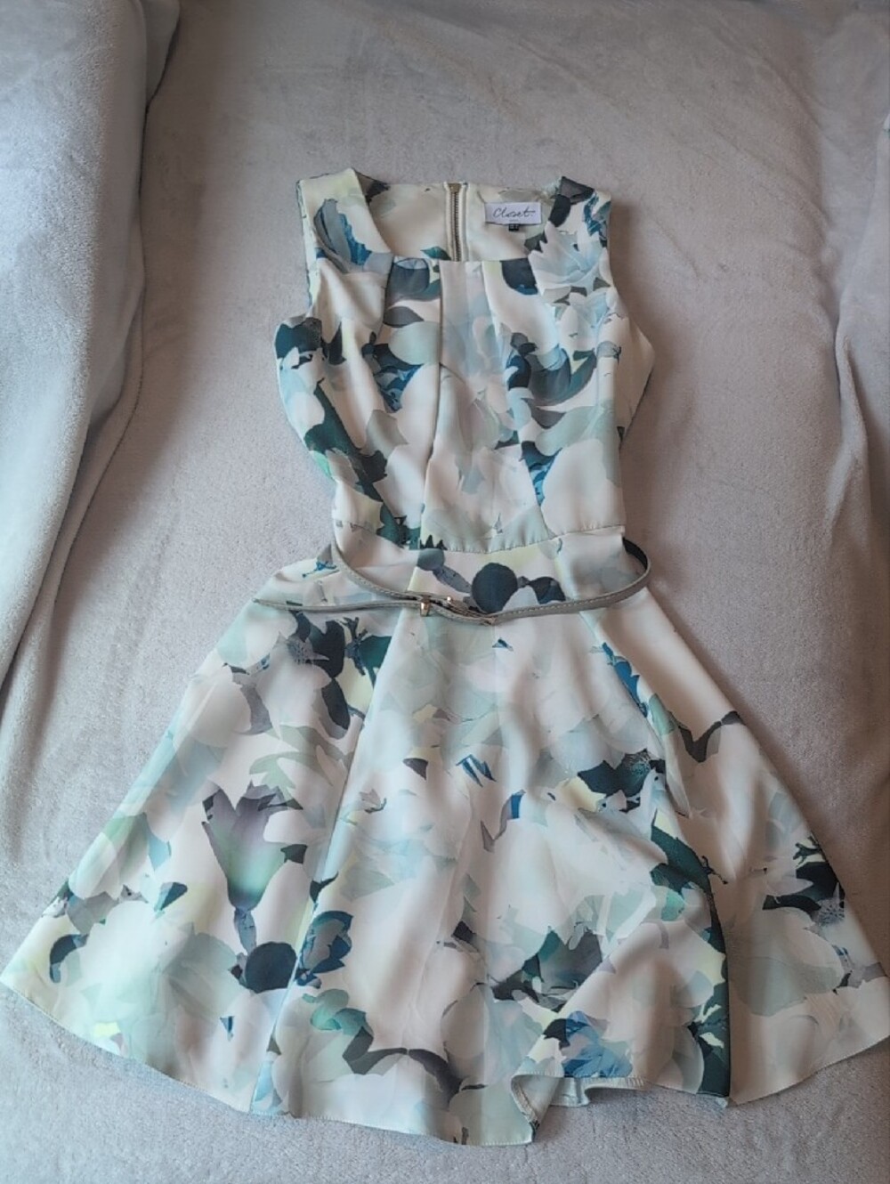 White And Blue Floral Mini Dress